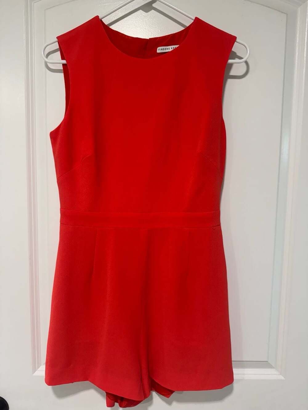 Coral Red Romper Tailored Sleeveless Playsuit Minimalist Date Night Women’s M